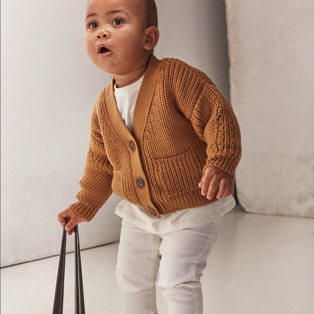 Cozy Mustard Knit Cardigan for Kids